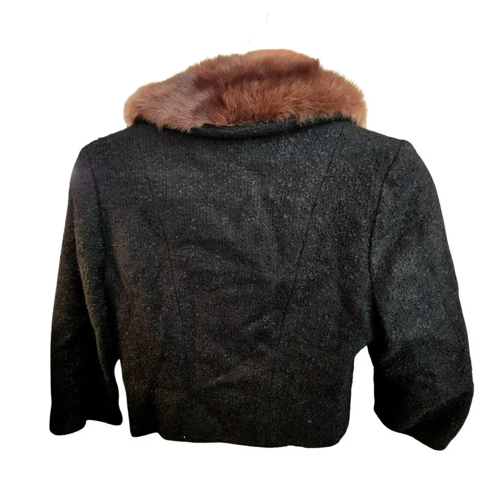 Girls Vintage Snyder-Craft California Black Jacket With Faux Fur Collar jj3729
